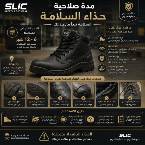 معرفة مدة صلاحية حذاء السلامة