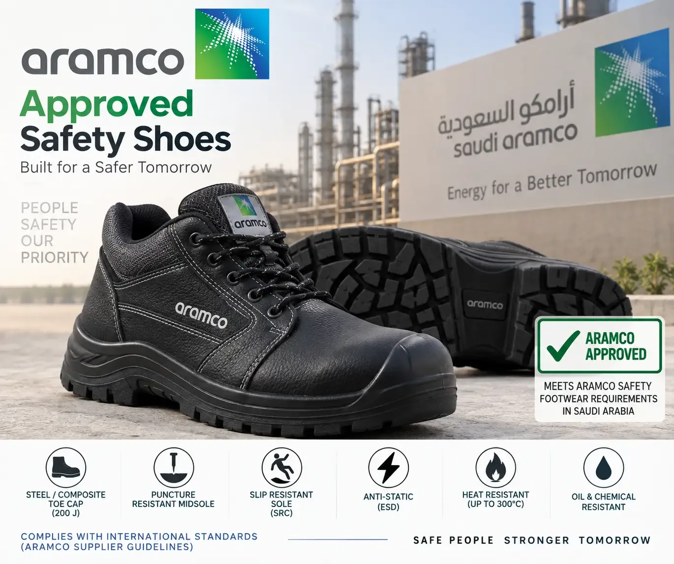 Aramco approved safety shoes in saudi arabia