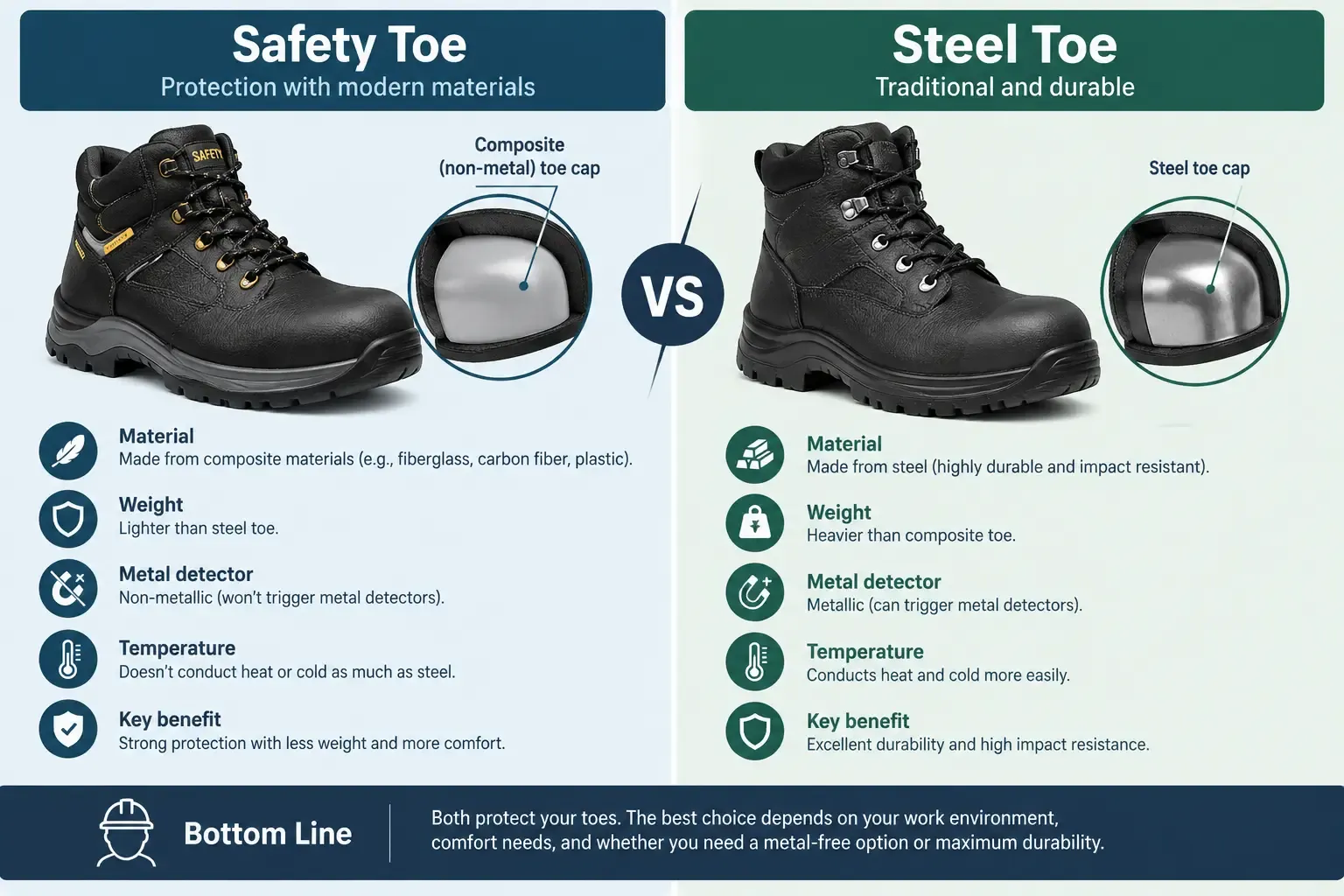 Safety Toe vs Steel Toe