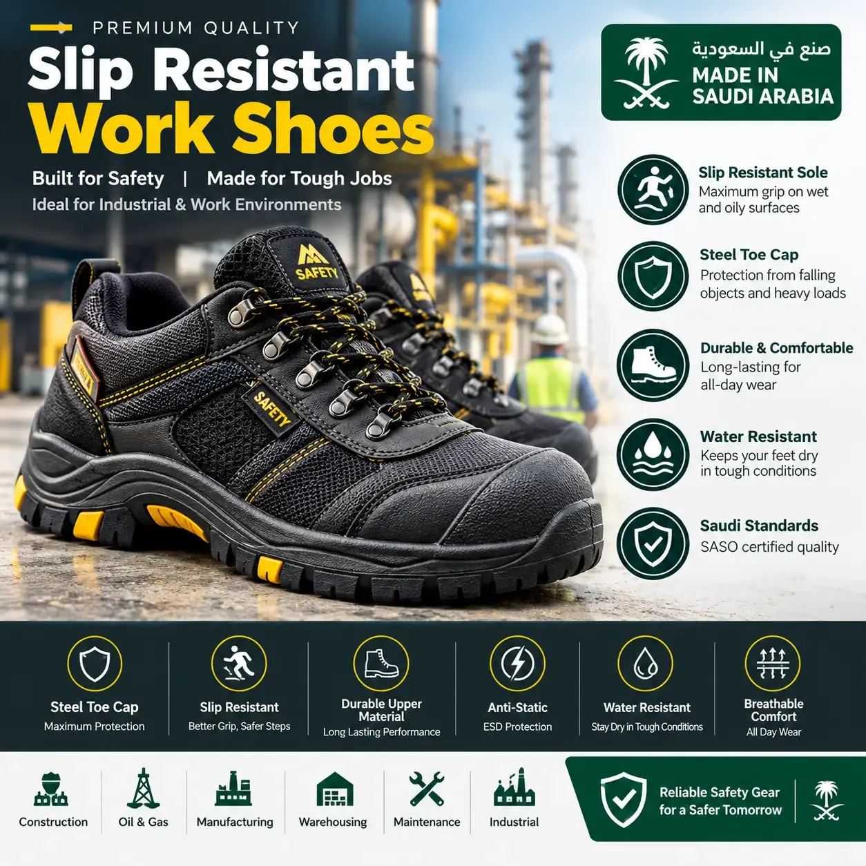 Slip Resistant Work Shoes KSA Price - Certified Options