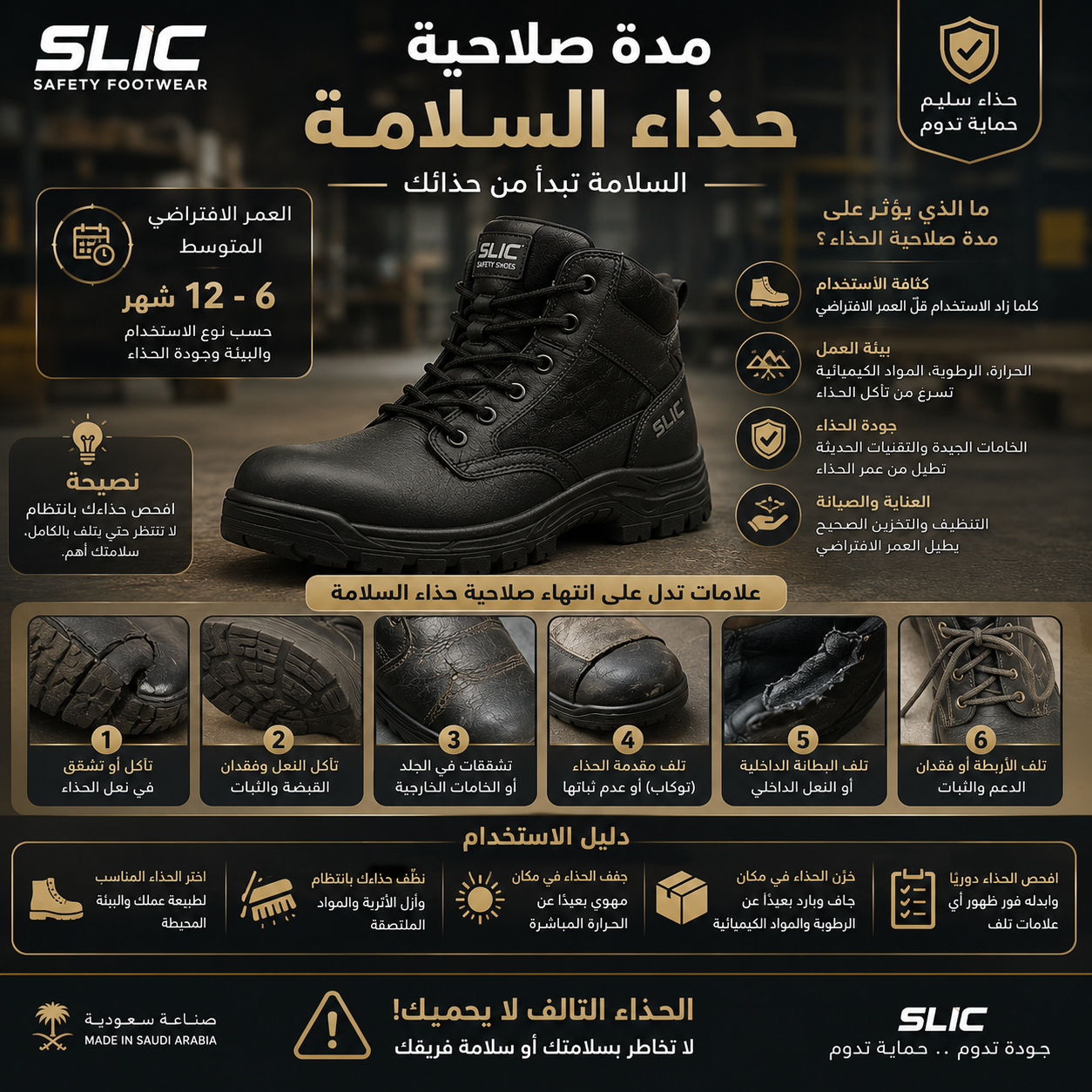 معرفة مدة صلاحية حذاء السلامة