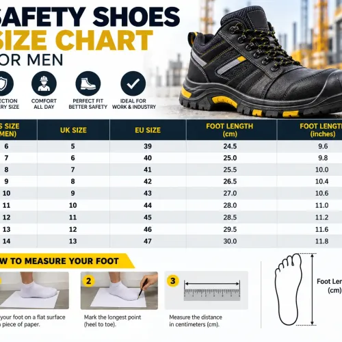 Safety shoes size chart for men
